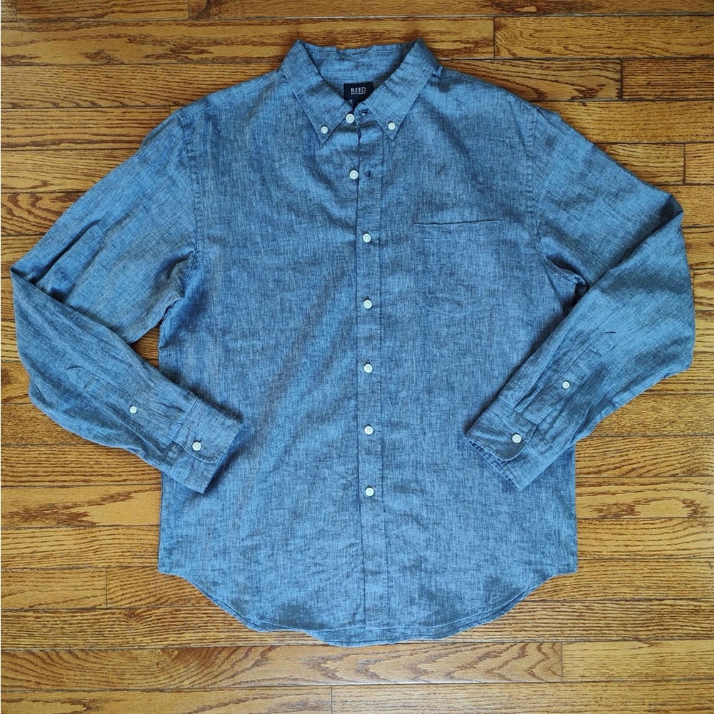 Reed Edward Blue Button Down Men's Shirt